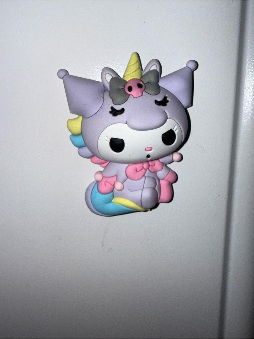 Sanrio Kuromi Unicorn Magnet
Purple with pink accents, unicorn horn, rainbow